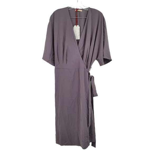 Standards & Practices Candice Georgette Wrap Dress in Smoke Grey Size 2X NEW - Picture 2 of 6